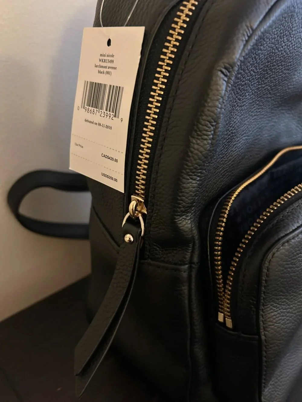 Kate Spade Mini Nicole Black Leather Backpack (NWT) - Picture 3 of 7